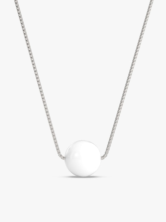 Silver White Pearl Moon Necklace