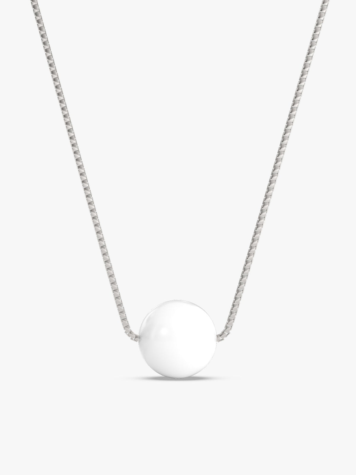 Silver White Pearl Moon Necklace