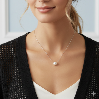 Anushka Sharma Silver White Pearl Moon Necklace