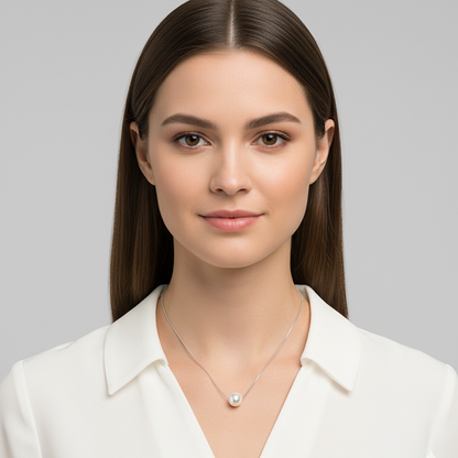 Anushka Sharma Silver White Pearl Moon Necklace