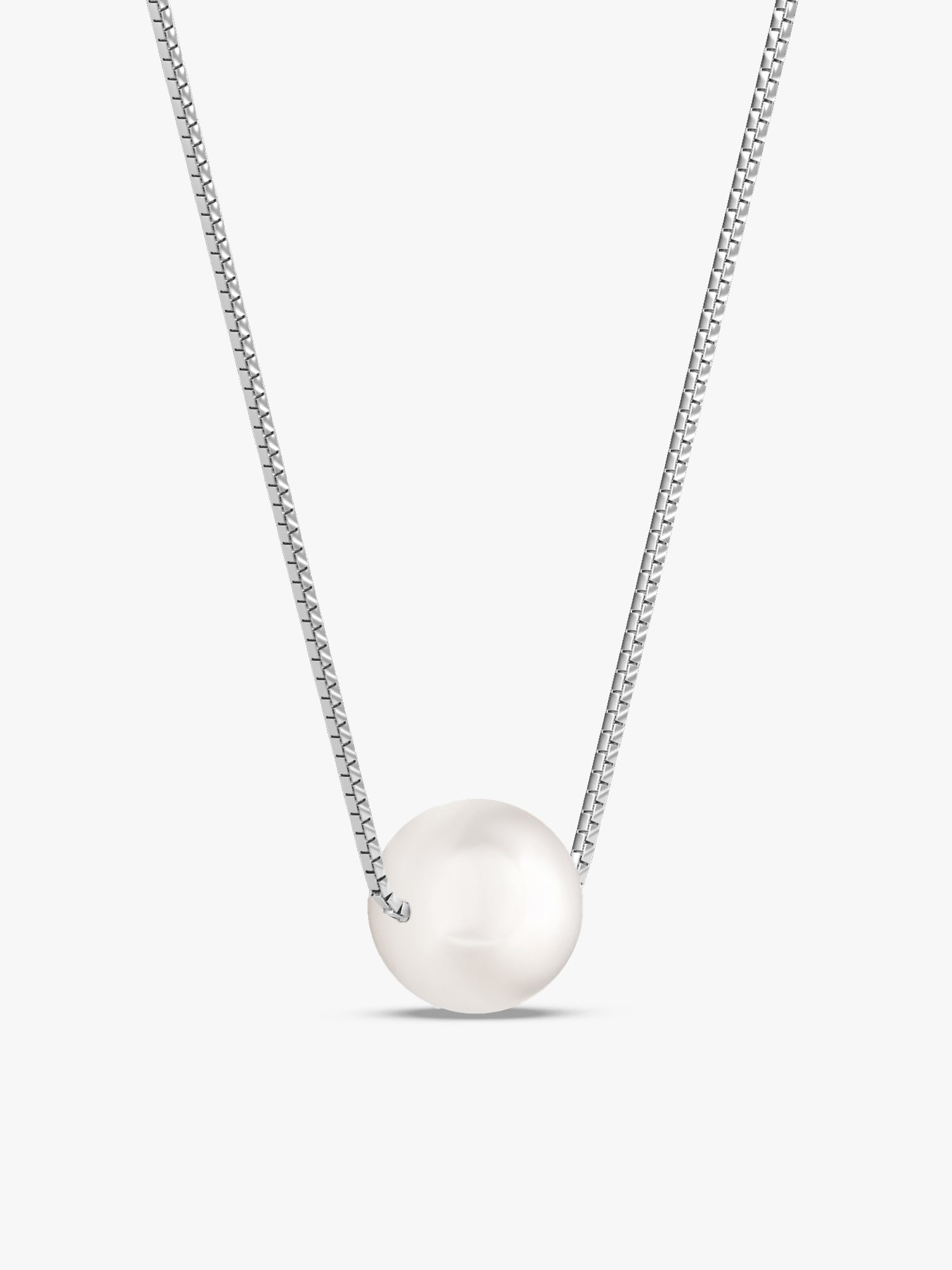 Silver White Pearl Moon Necklace