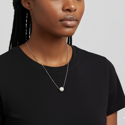 Anushka Sharma Silver White Pearl Moon Necklace