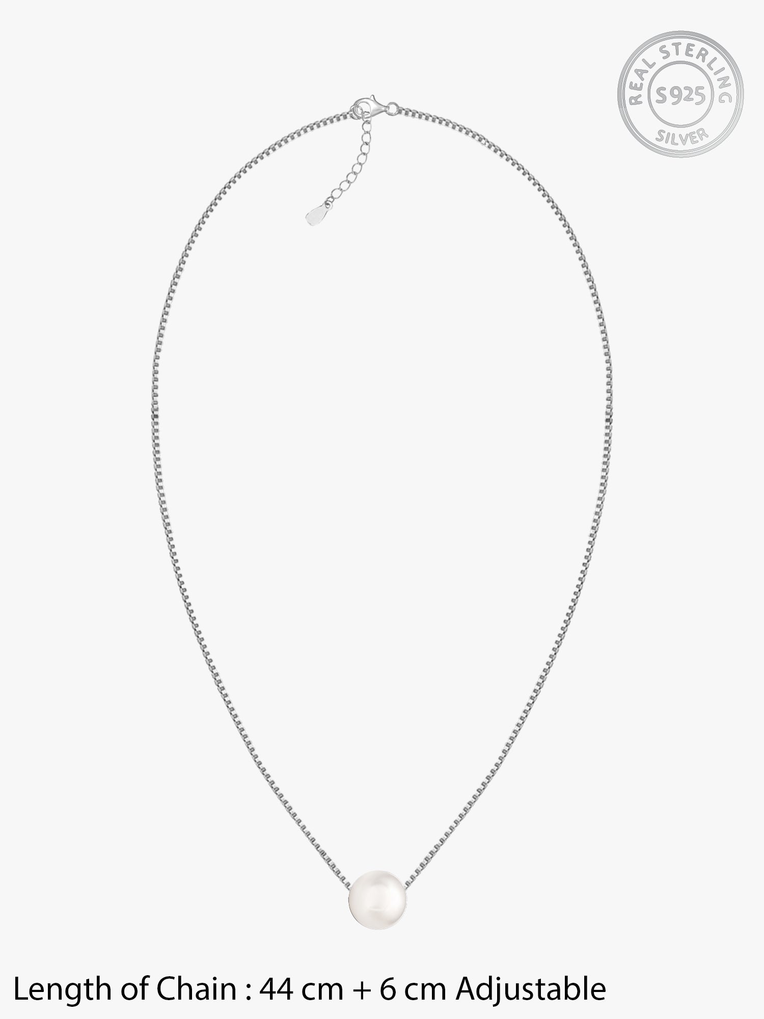 Silver White Pearl Moon Necklace