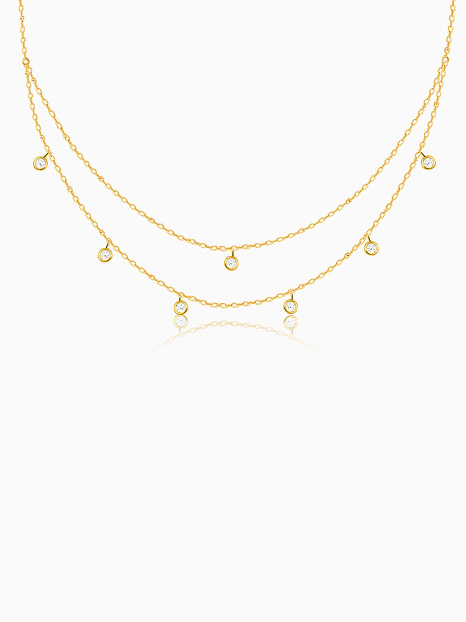 Golden Dual Layer Zircon Necklace