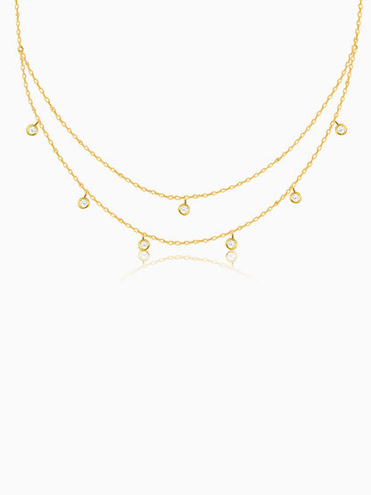 Golden Dual Layer Zircon Necklace