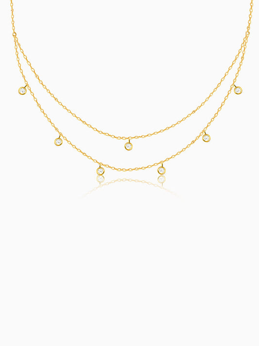 Golden Dual Layer Zircon Necklace