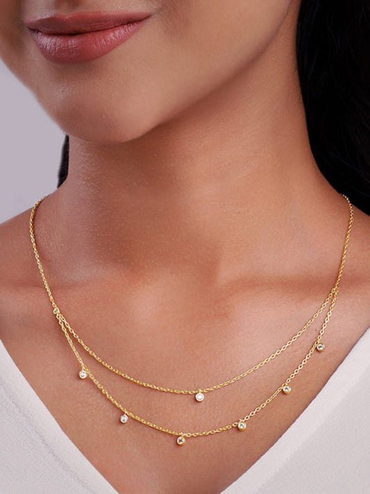 Golden Dual Layer Zircon Necklace