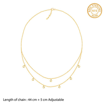 Golden Dual Layer Zircon Necklace