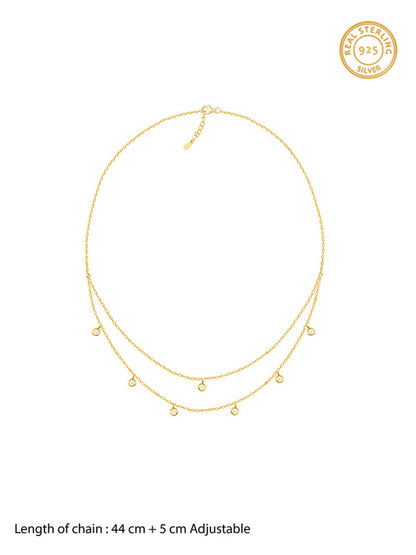Golden Dual Layer Zircon Necklace