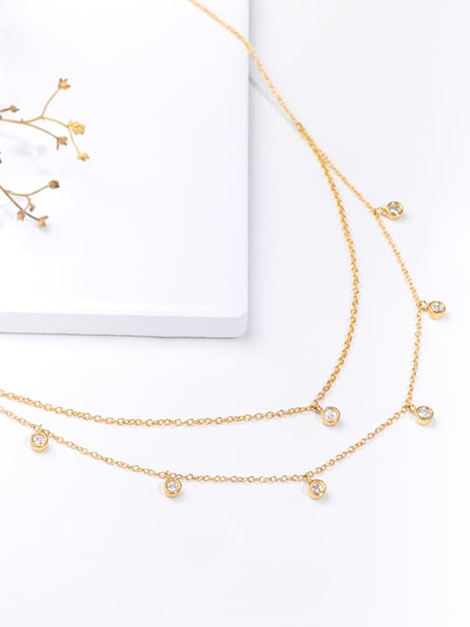 Golden Dual Layer Zircon Necklace