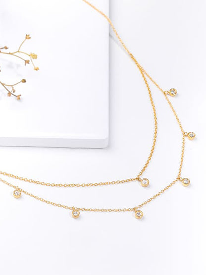 Golden Dual Layer Zircon Necklace