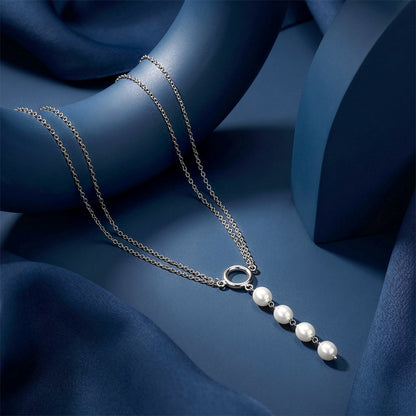 Silver Tony Pearl Necklace