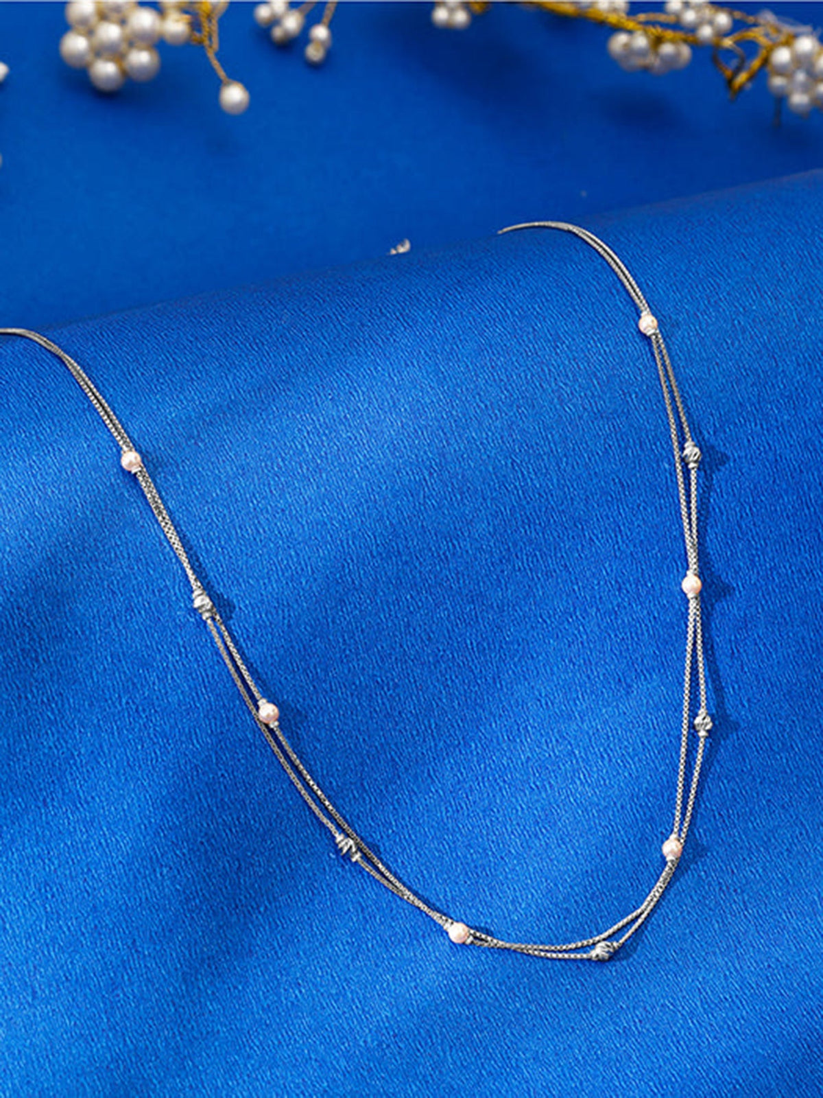 Silver Jenna Layered Pearl Necklace
