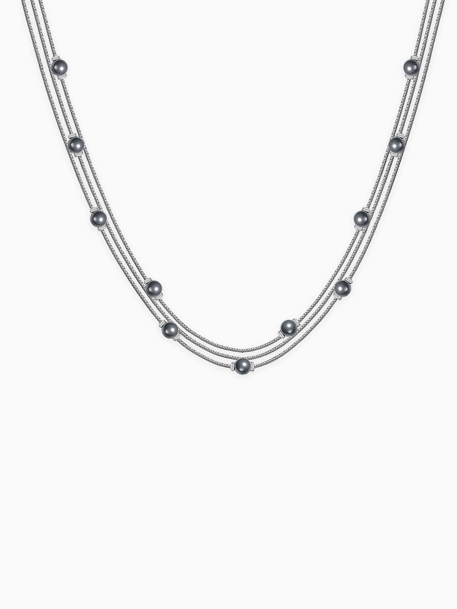 Silver Natalie Layered Pearl Necklace