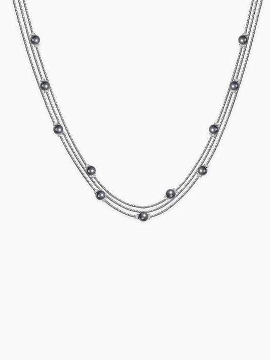 Silver Natalie Layered Pearl Necklace