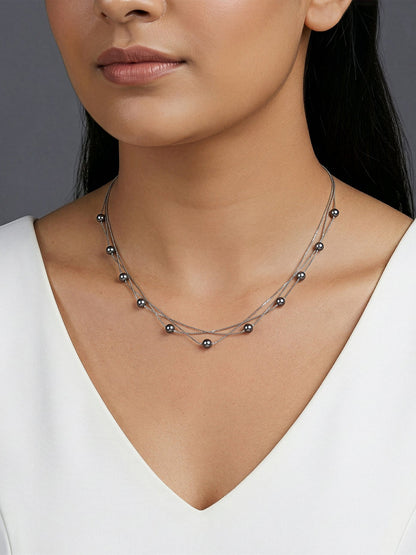 Silver Natalie Layered Pearl Necklace