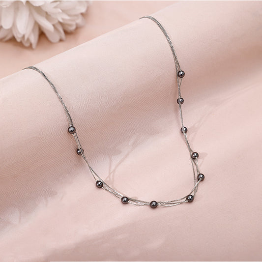 Silver Natalie Layered Pearl Necklace