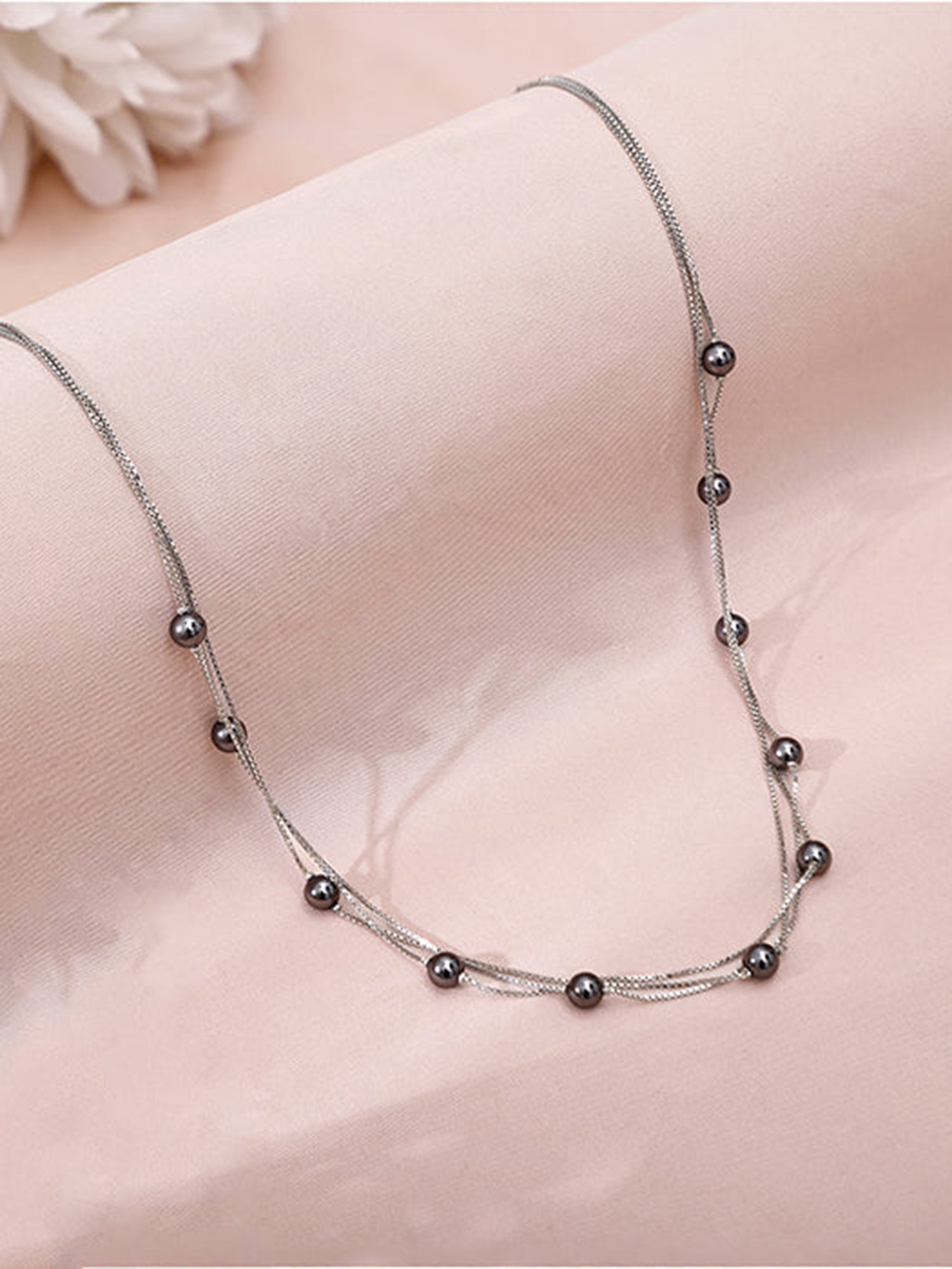 Silver Natalie Layered Pearl Necklace