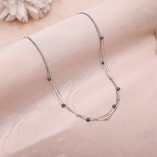 Silver Jennifer Layered Pearl Necklace