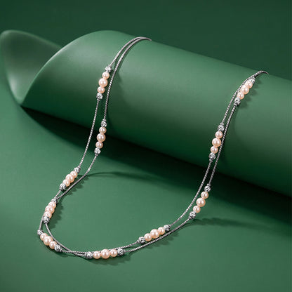 Silver Sandra Layered Pearl Necklace