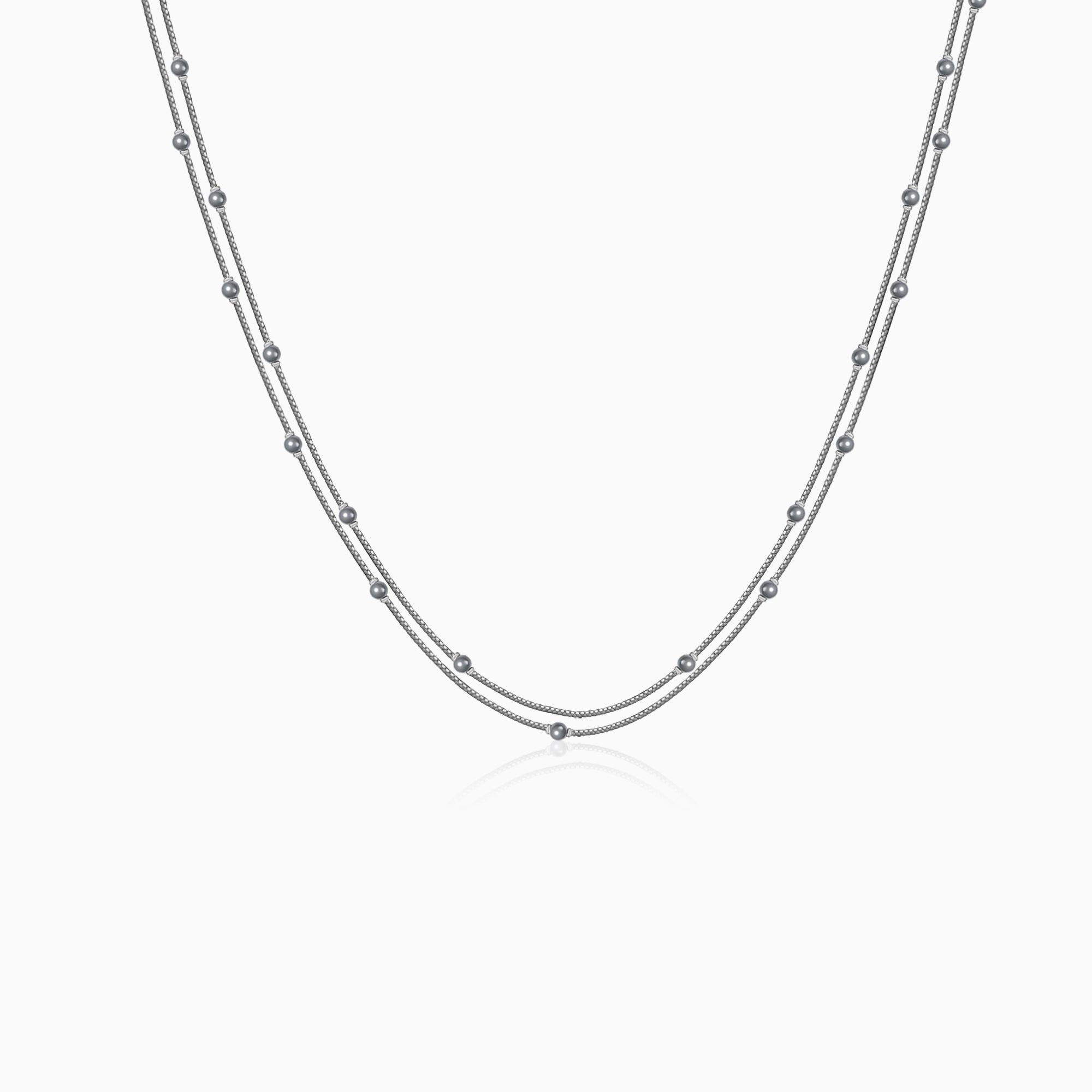 Silver Marilyn Layered Pearl Necklace