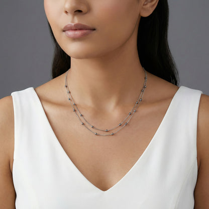 Silver Marilyn Layered Pearl Necklace