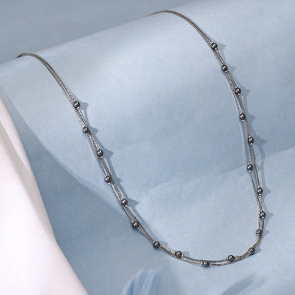 Silver Marilyn Layered Pearl Necklace