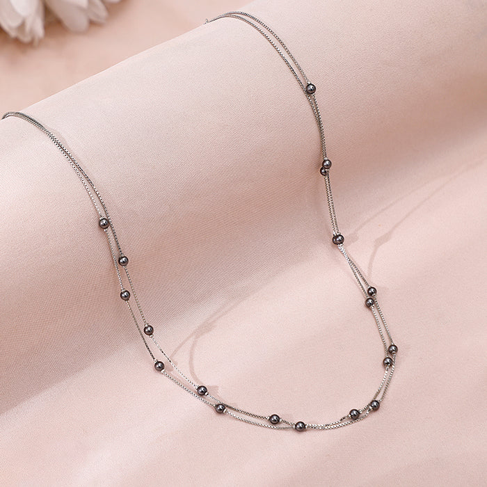 Silver Marilyn Layered Pearl Necklace