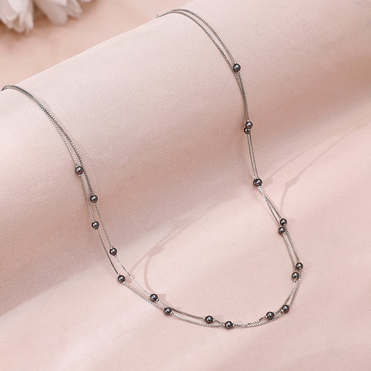 Silver Marilyn Layered Pearl Necklace