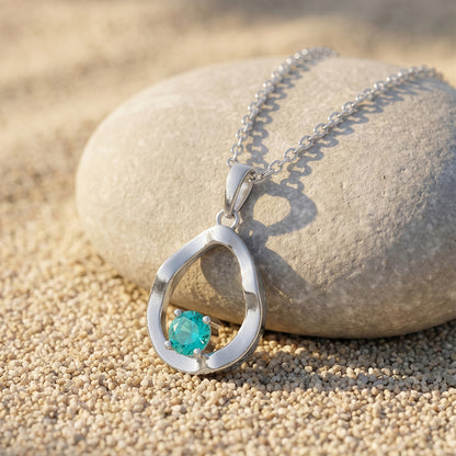 Silver Asteria Pendant with Link Chain