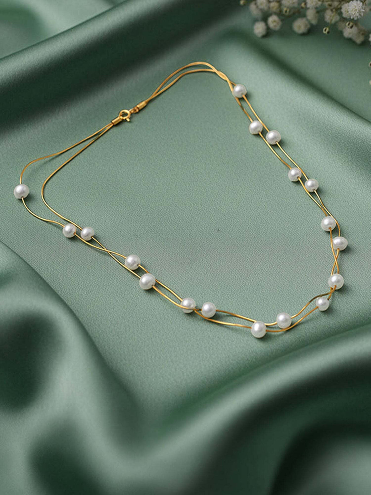Golden Michelle Pearl Necklace