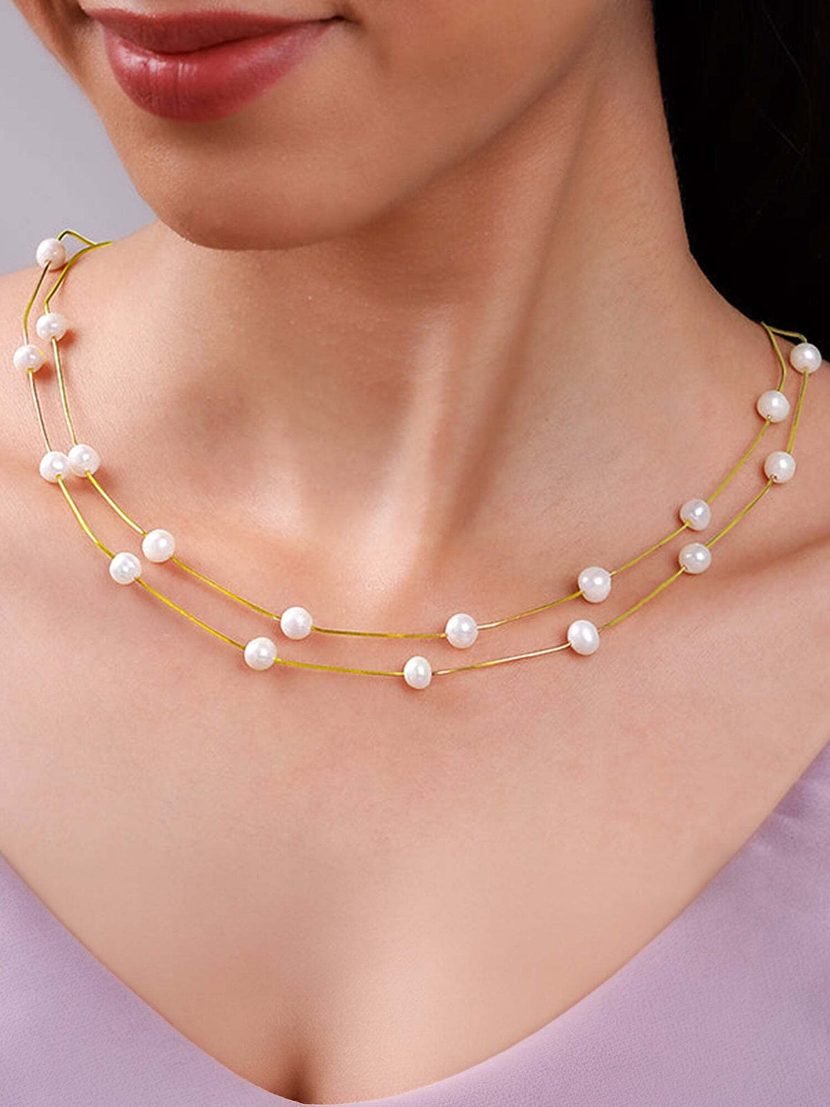 Golden Michelle Pearl Necklace