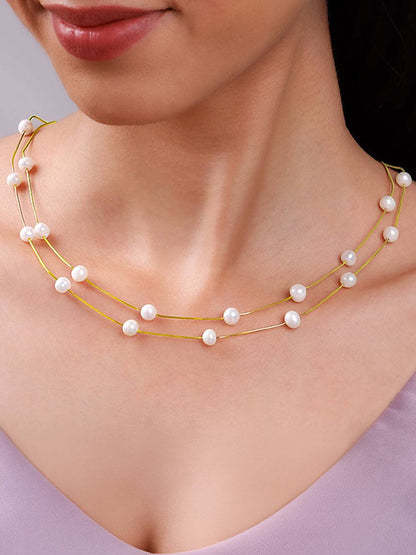 Golden Michelle Pearl Necklace