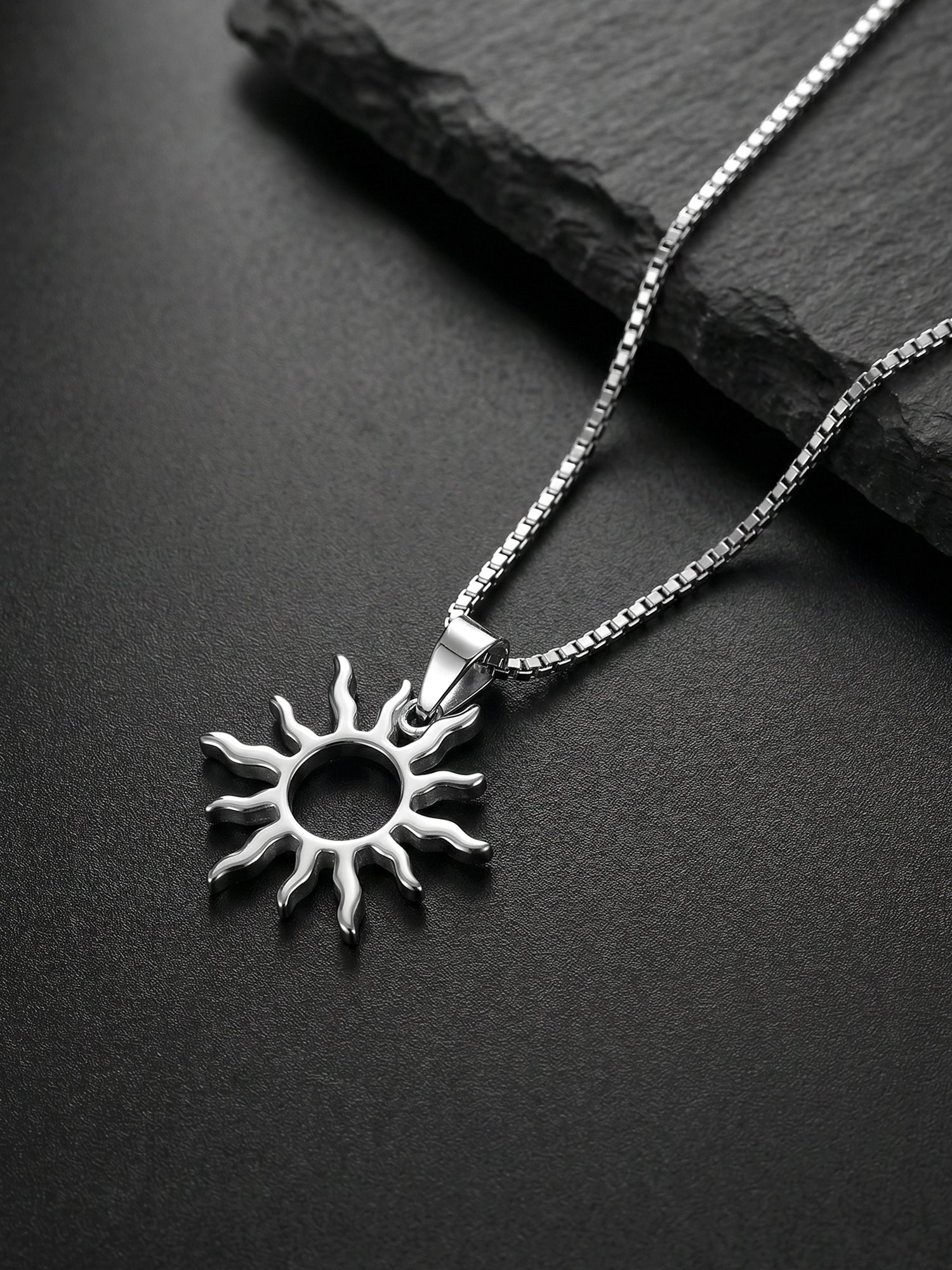 Silver Sunny Side Pendant With Link Chain For Him