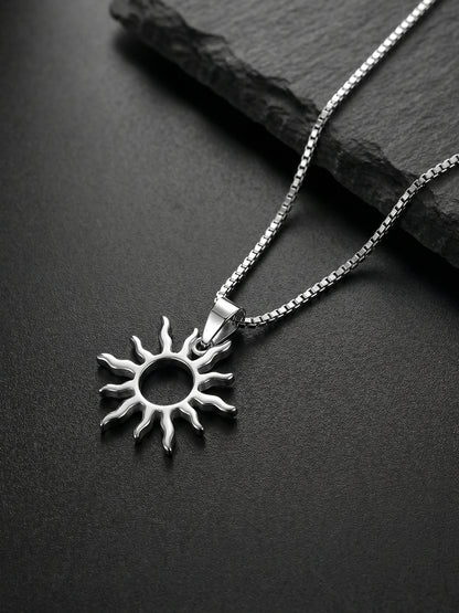 Silver Sunny Side Pendant With Link Chain For Him
