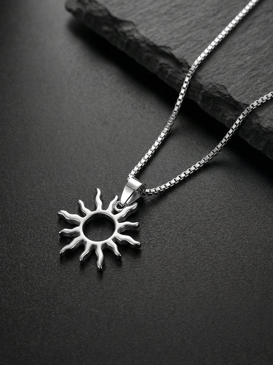 Silver Sunny Side Pendant With Link Chain For Him