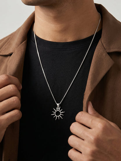 Silver Sunny Side Pendant With Link Chain For Him