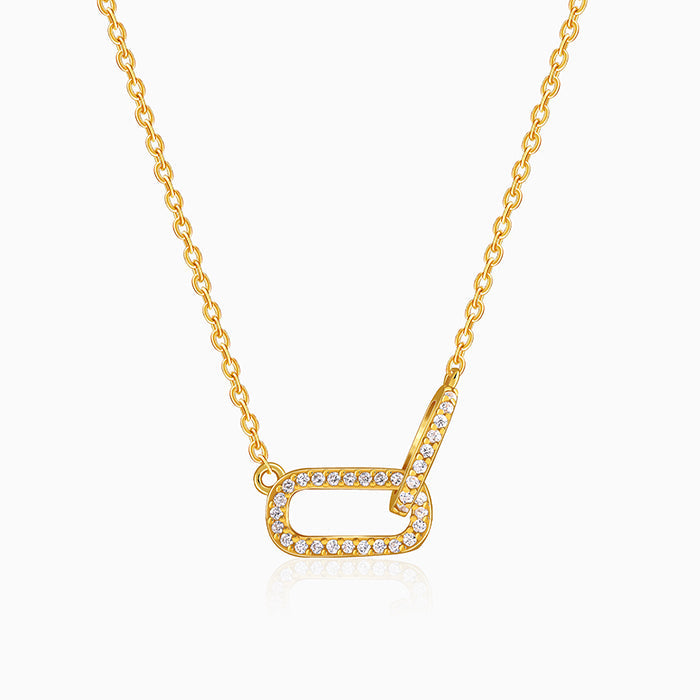 Golden Interlinked Paperclip Necklace