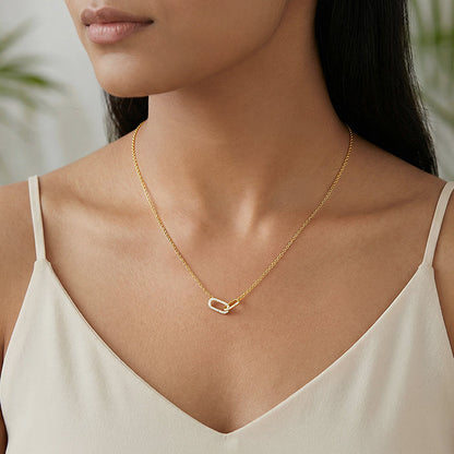 Golden Interlinked Paperclip Necklace