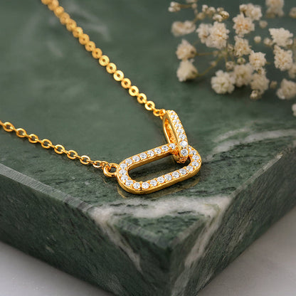 Golden Interlinked Paperclip Necklace