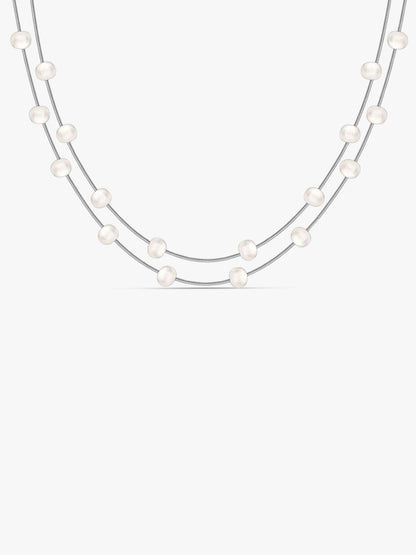 Silver Michelle Pearl Necklace