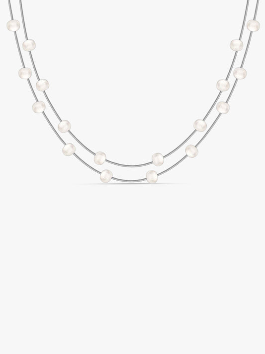 Silver Michelle Pearl Necklace
