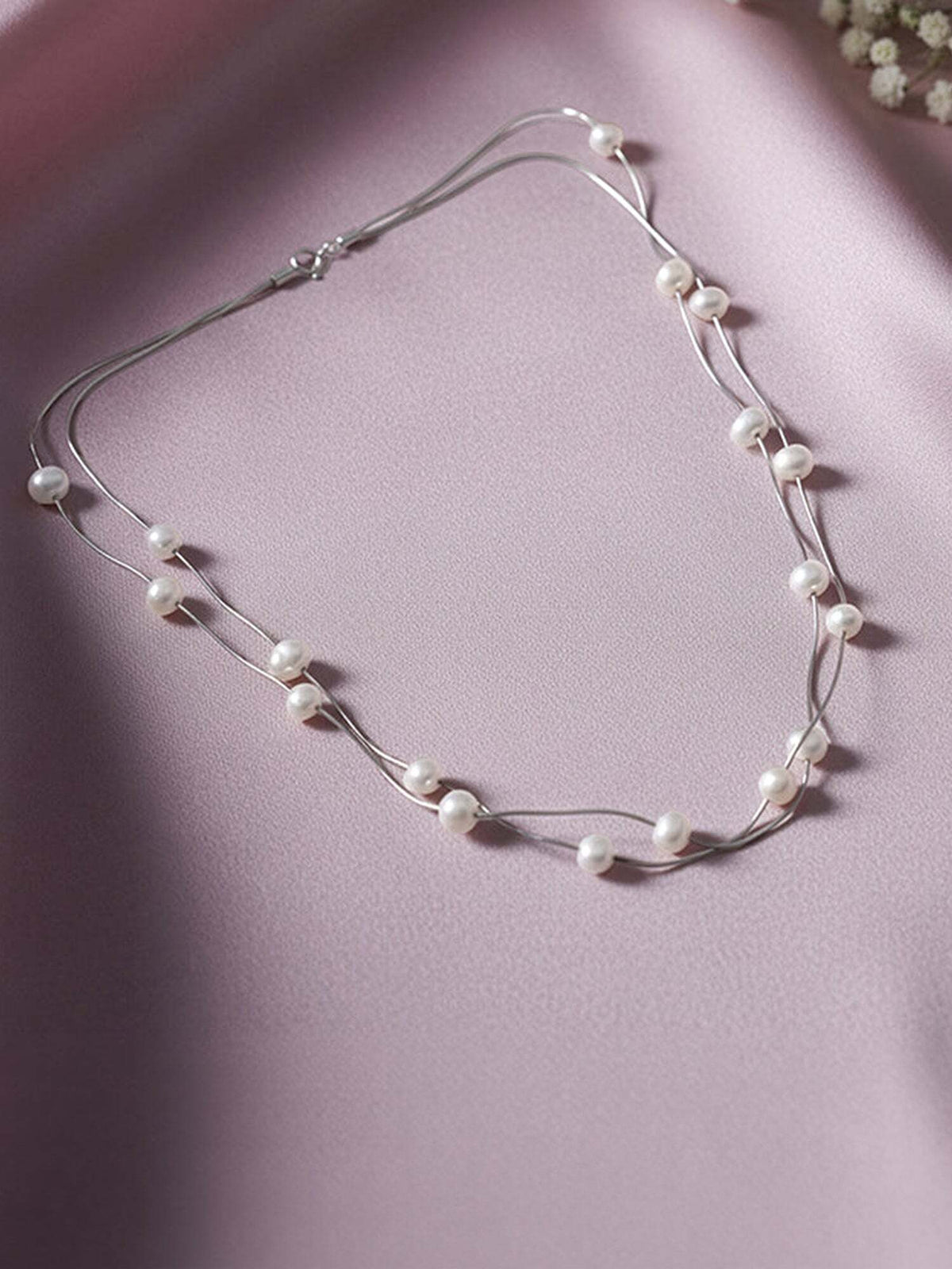 Silver Michelle Pearl Necklace