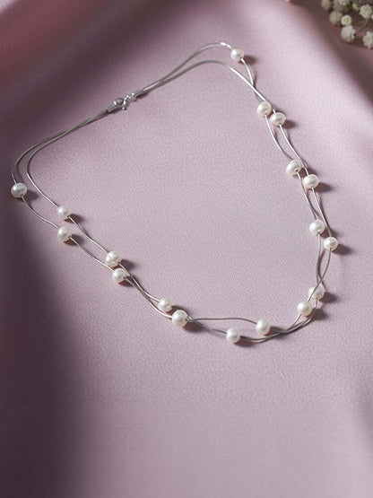 Silver Michelle Pearl Necklace