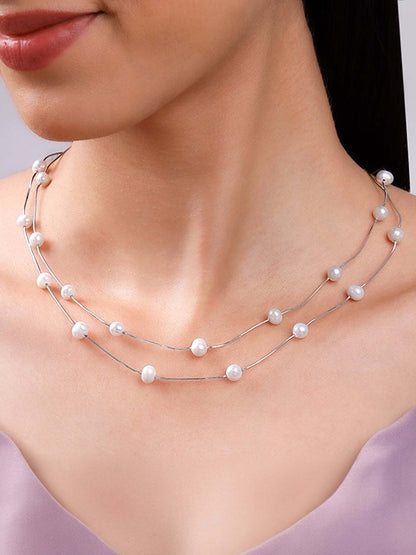 Silver Michelle Pearl Necklace