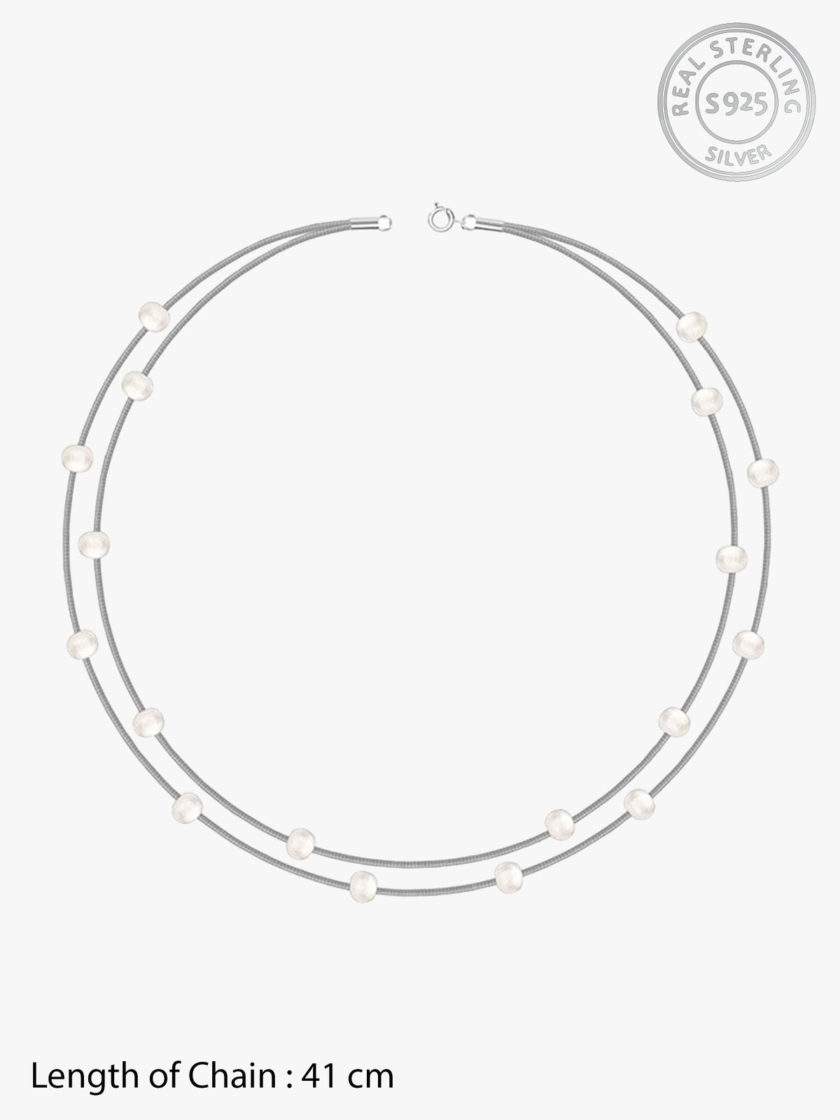 Silver Michelle Pearl Necklace