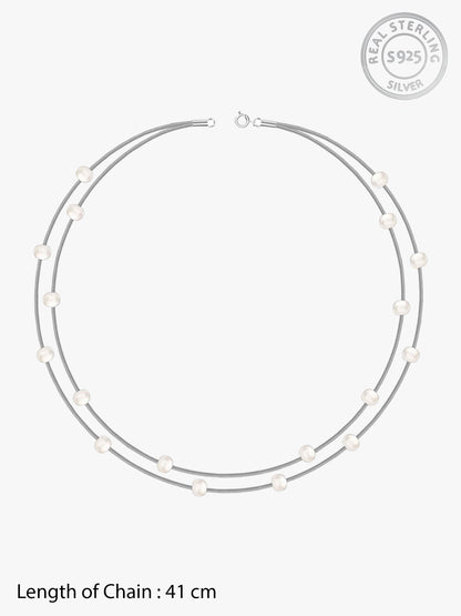 Silver Michelle Pearl Necklace