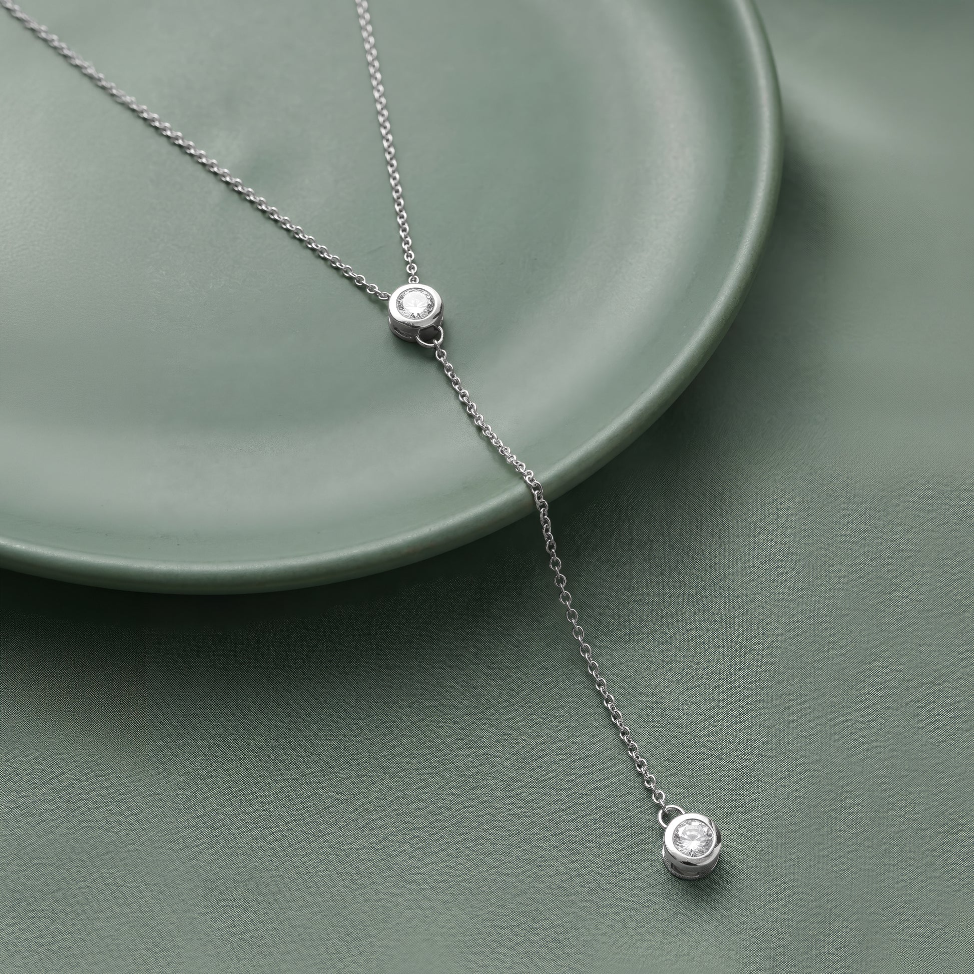Silver Solyra Lariat Necklace