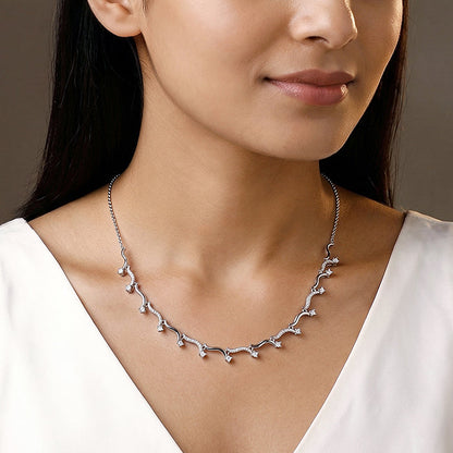 Silver Studded Wave Necklace