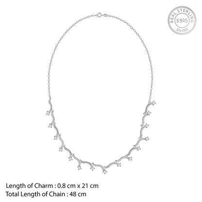 Silver Studded Wave Necklace
